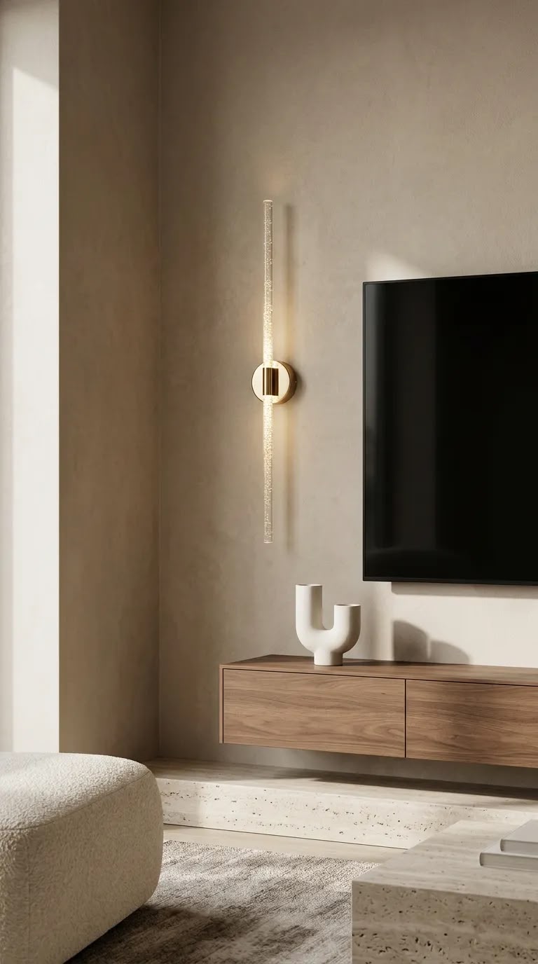 Nova 815 TV Ünitesi & TV Yanı Modern İkili LED Aplik - Gold - Günışığı - Pilli