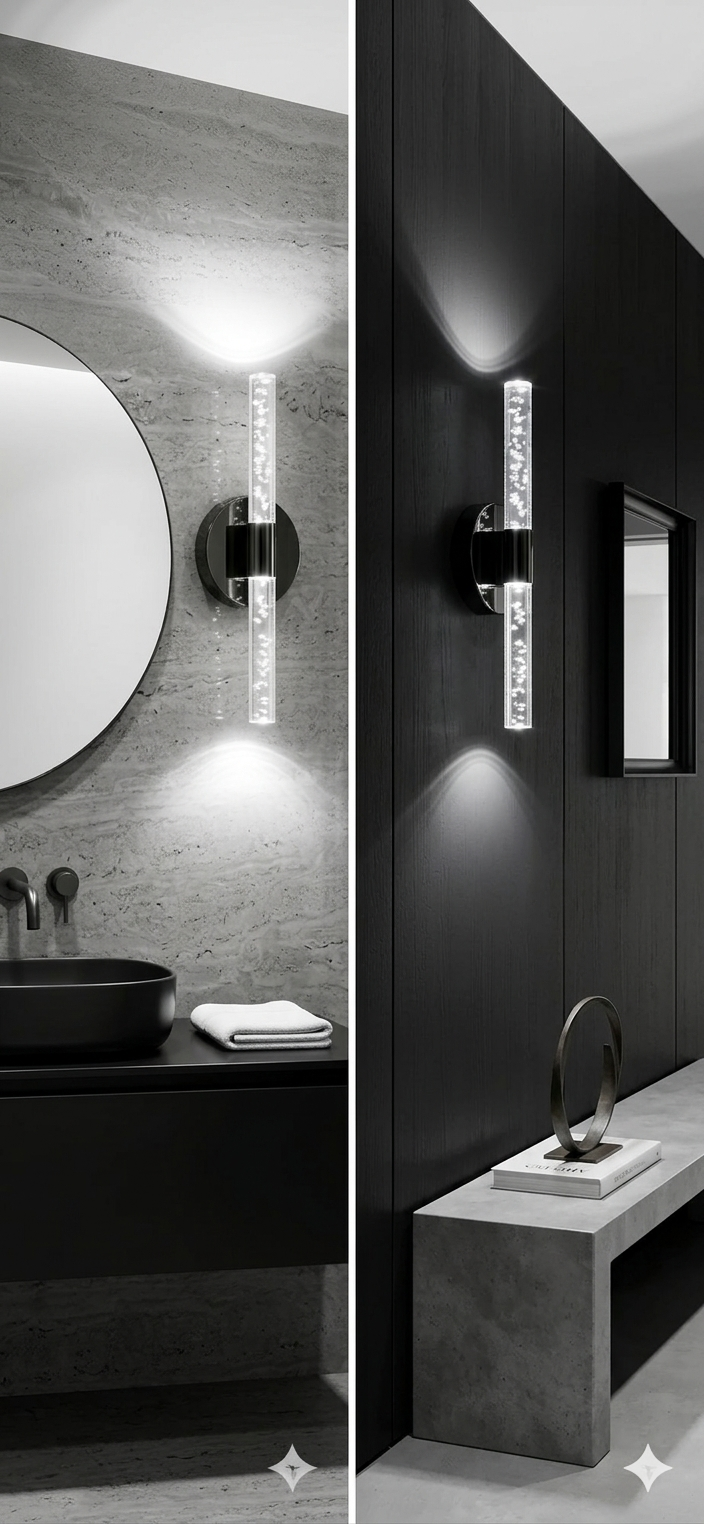 Bubbleflux Medium 40 cm Modern Tasarım LED Aplik - Duvar Lambası - Antrasit Gri - Elektrikli - Kumandalı - Beyaz LED