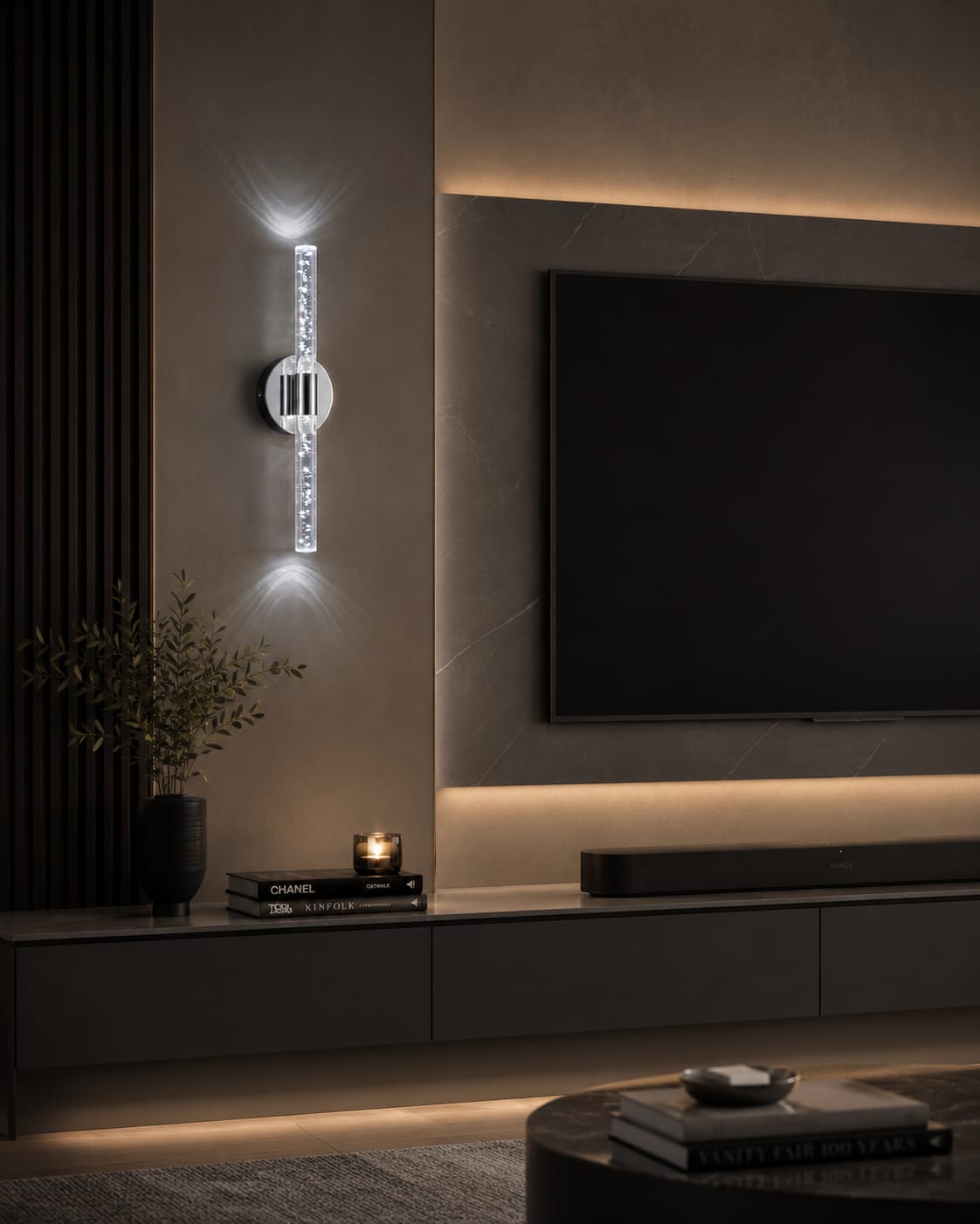 Bubbleflux Medium 40 cm Modern Tasarım LED Aplik - Duvar Lambası - Gümüş - Elektrikli - Beyaz LED