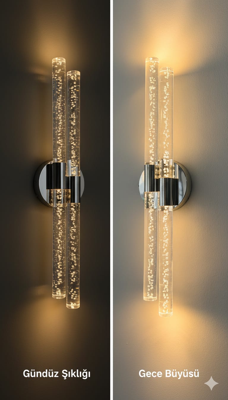 BACKHOME Bubblelight Dubble Şık Ve Zarif Modern Led Duvar Aplik GÜMÜŞ Elektrikli