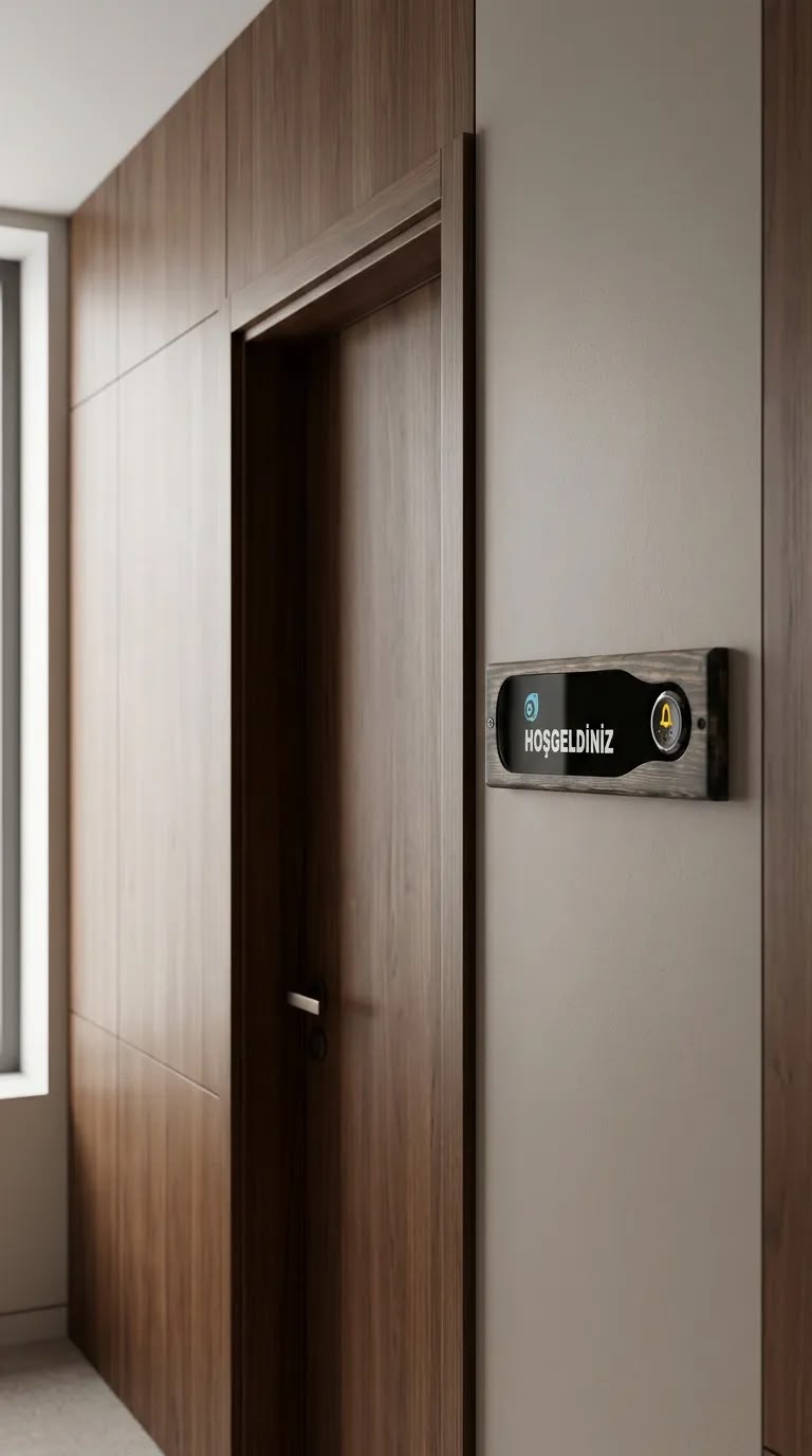 BHBACKHOME ANTRASİT AHŞAP HOŞGELDİNİZ KAPI ZİL BUTONU