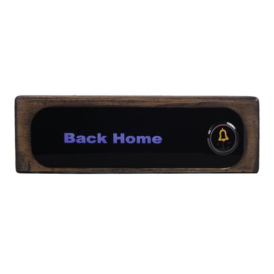 BACKHOME Led Işıklı Isimli Dekoratif Antrasit Gri Ahşap Kapı Zili Butonu