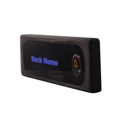 BACKHOME Led Işıklı Isimli Dekoratif Antrasit Gri Ahşap Kapı Zili Butonu