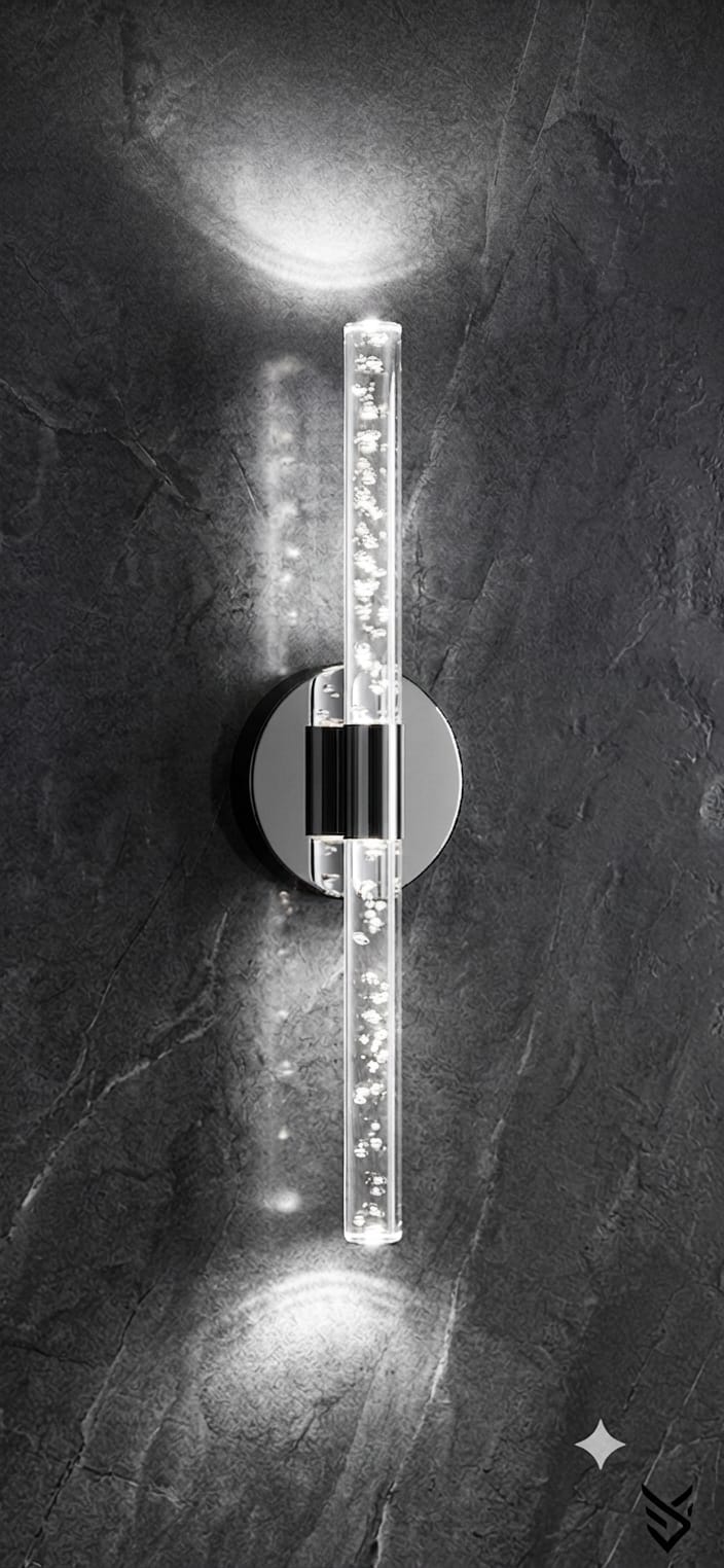 Bubbleflux Medium 40 cm Modern Tasarım LED Aplik - Duvar Lambası - Gümüş - PİLLİ - Beyaz LED