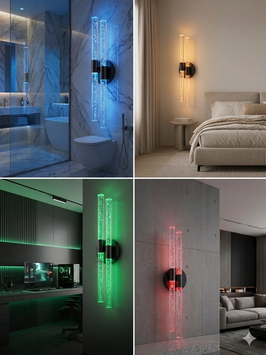 BUBBLEFLUX DUBBLE LED DUVAR APLİK 51 CM LARGE SİYAH  RGB ELEKTRİKLİ KUMANDALI