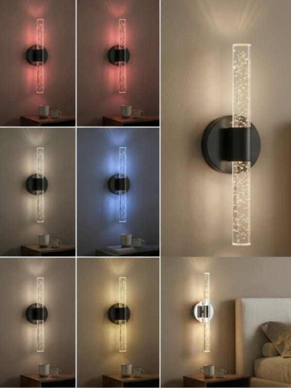 BHBACKHOME BUBBLEFLUX MEDİUM ŞIK TASARIM MODERN LEDLİ APLİK 31 CM SİYAH RGB KUMANDALI PİLLİ